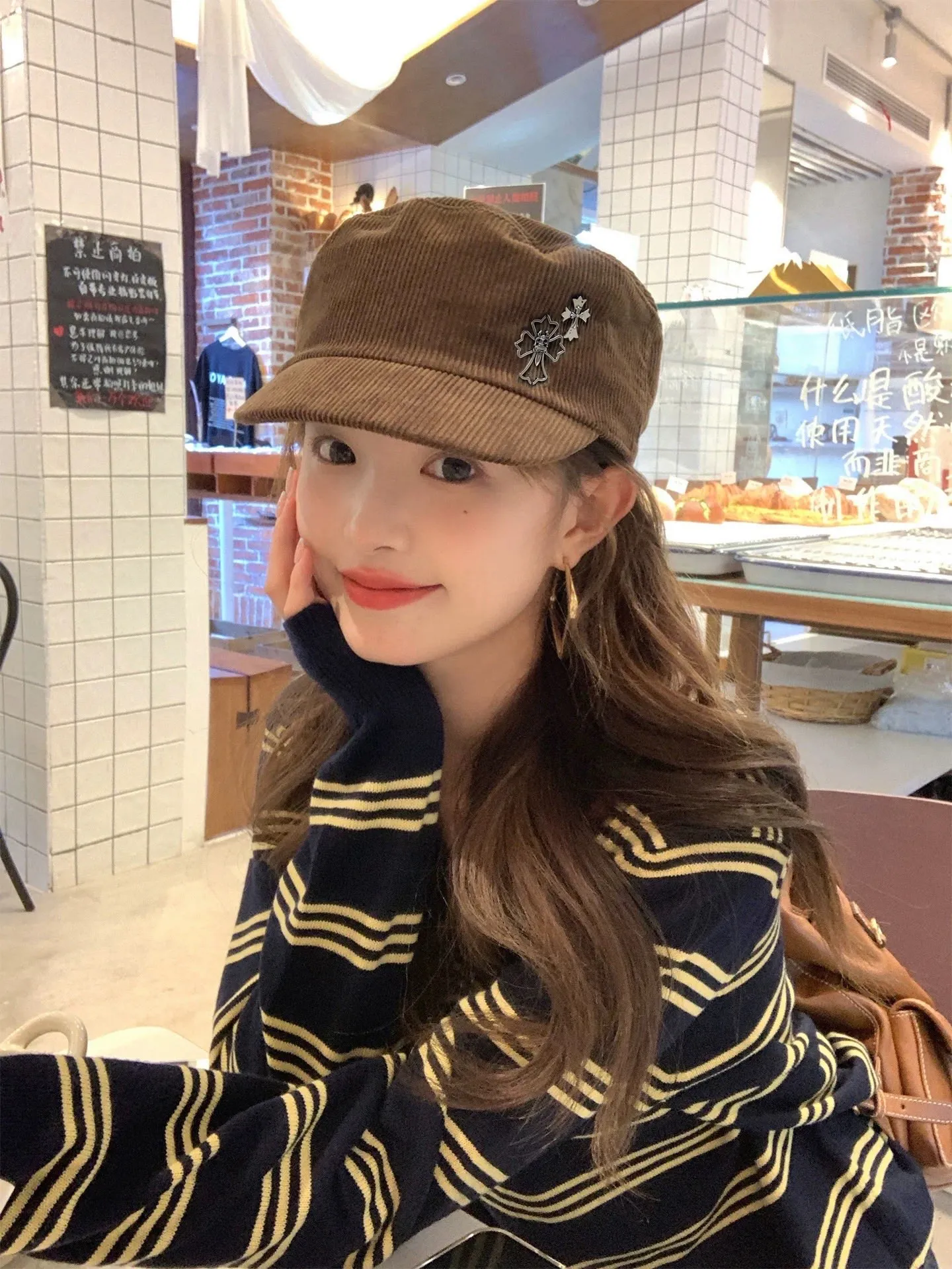 Crow heart corduroy military hat